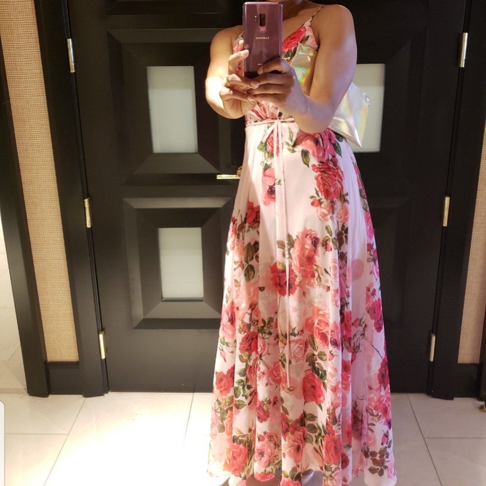 Floral blush pink bridal/maxi dress size 10